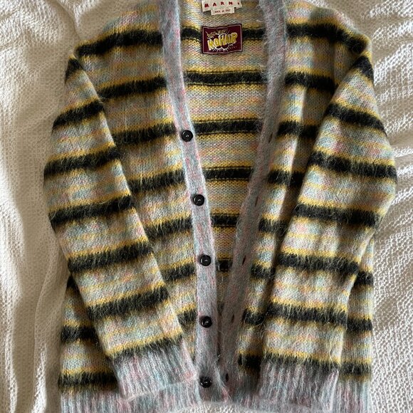 MARNI Mohair Fuzzy Wuzzy Brushed Stripe Cardigan Sweater - Picture 3 of 8